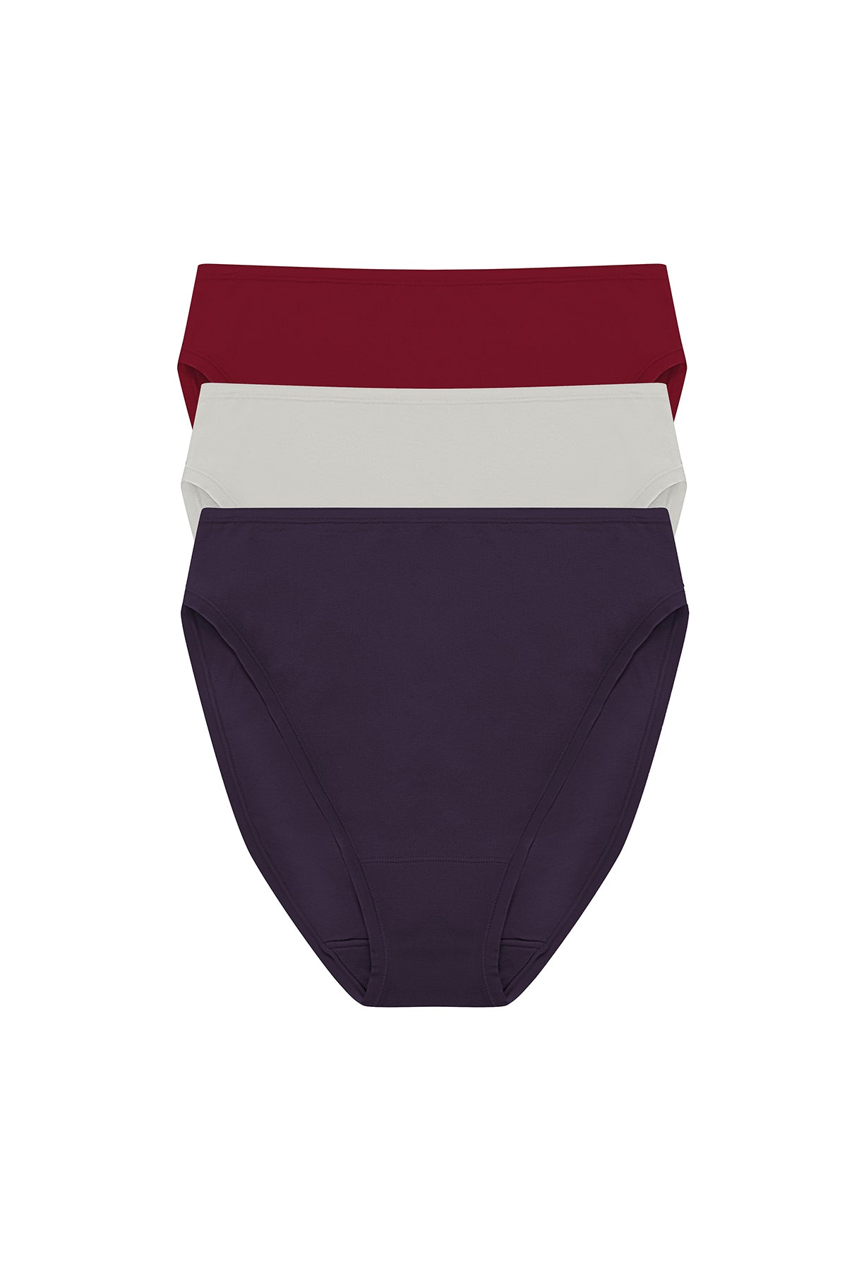 natori Bliss Bare Cotton High Cut Brief 3-Pack Purple Dusk/Smoky