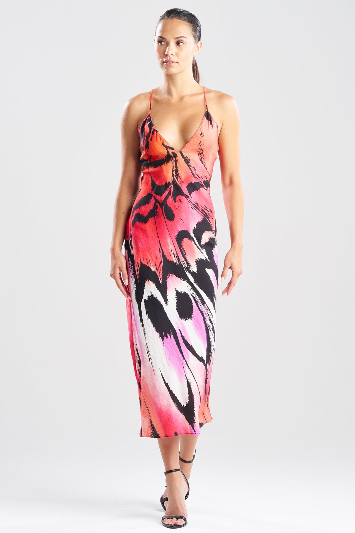 Natori Women's Butterfly - Linen Blend Open Back Slip Dress