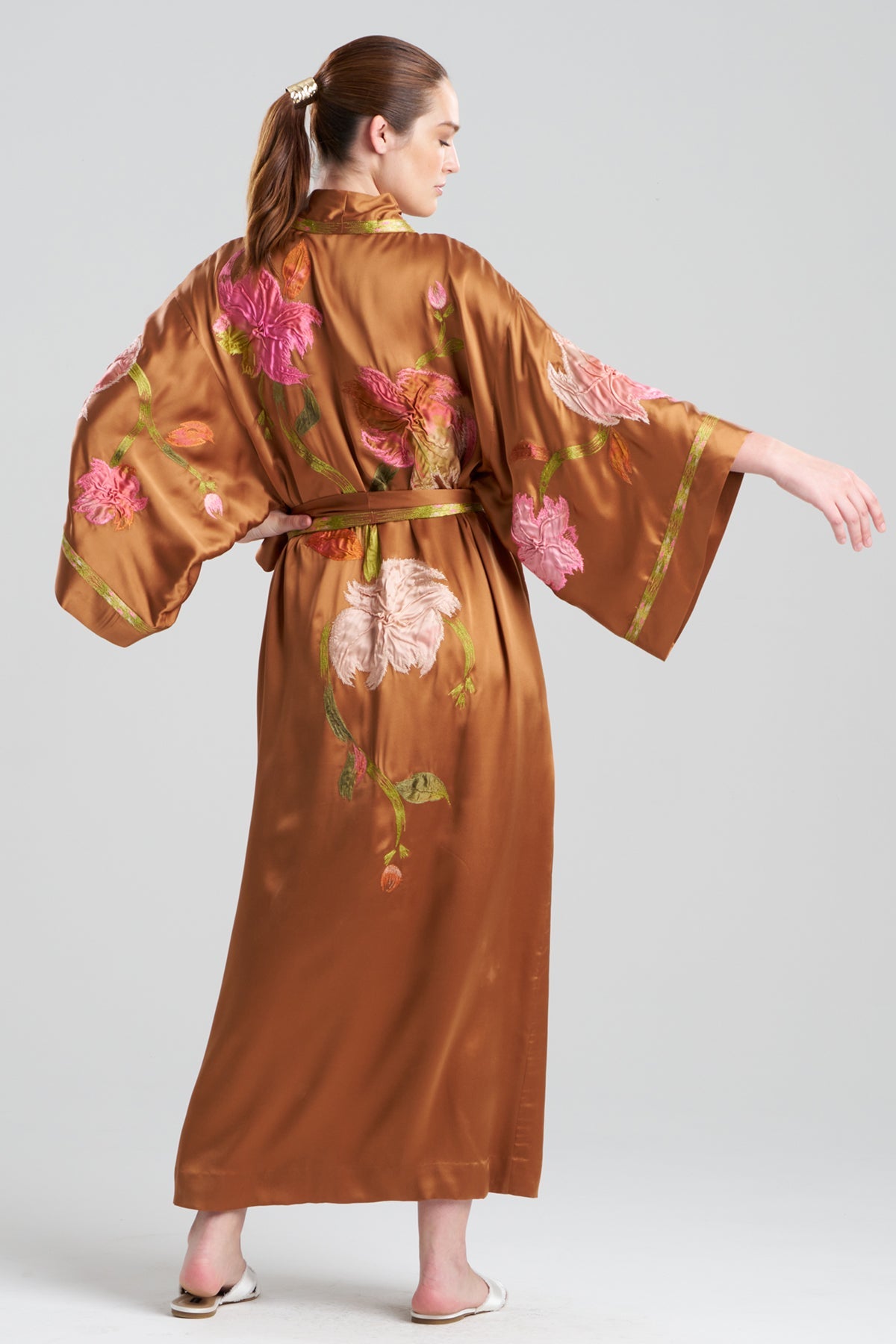 Scroll Robe Couture Brushstroke Embroidered Silk Robe