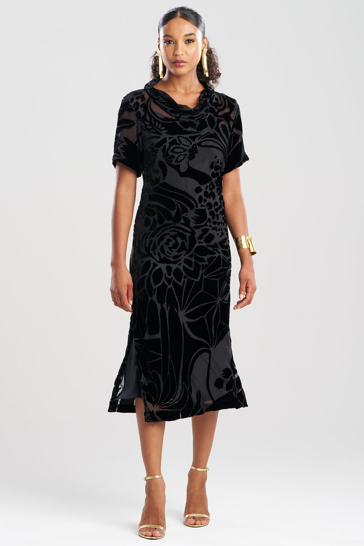 Couture Burnout Velvet Beaded Dress