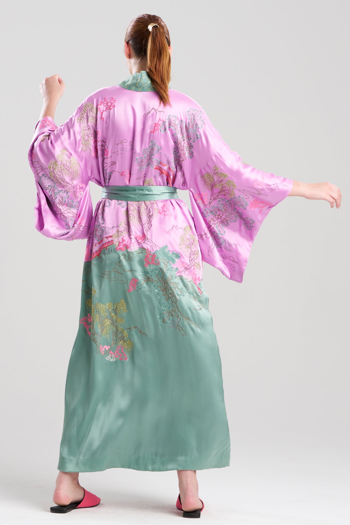 Dropp Robe Couture Nara Embellished Drop Sleeve Silk Robe