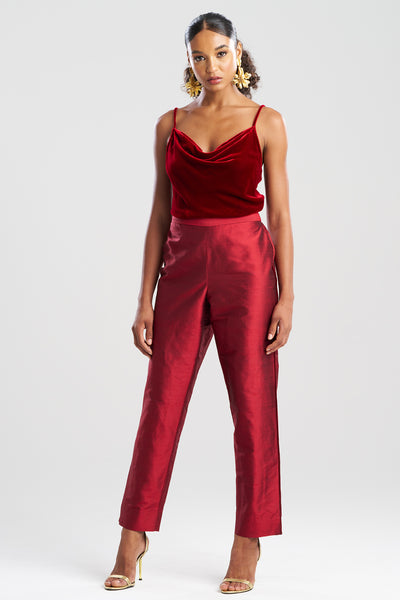 red silk dress pants Straight-Leg Silk Satin Pants