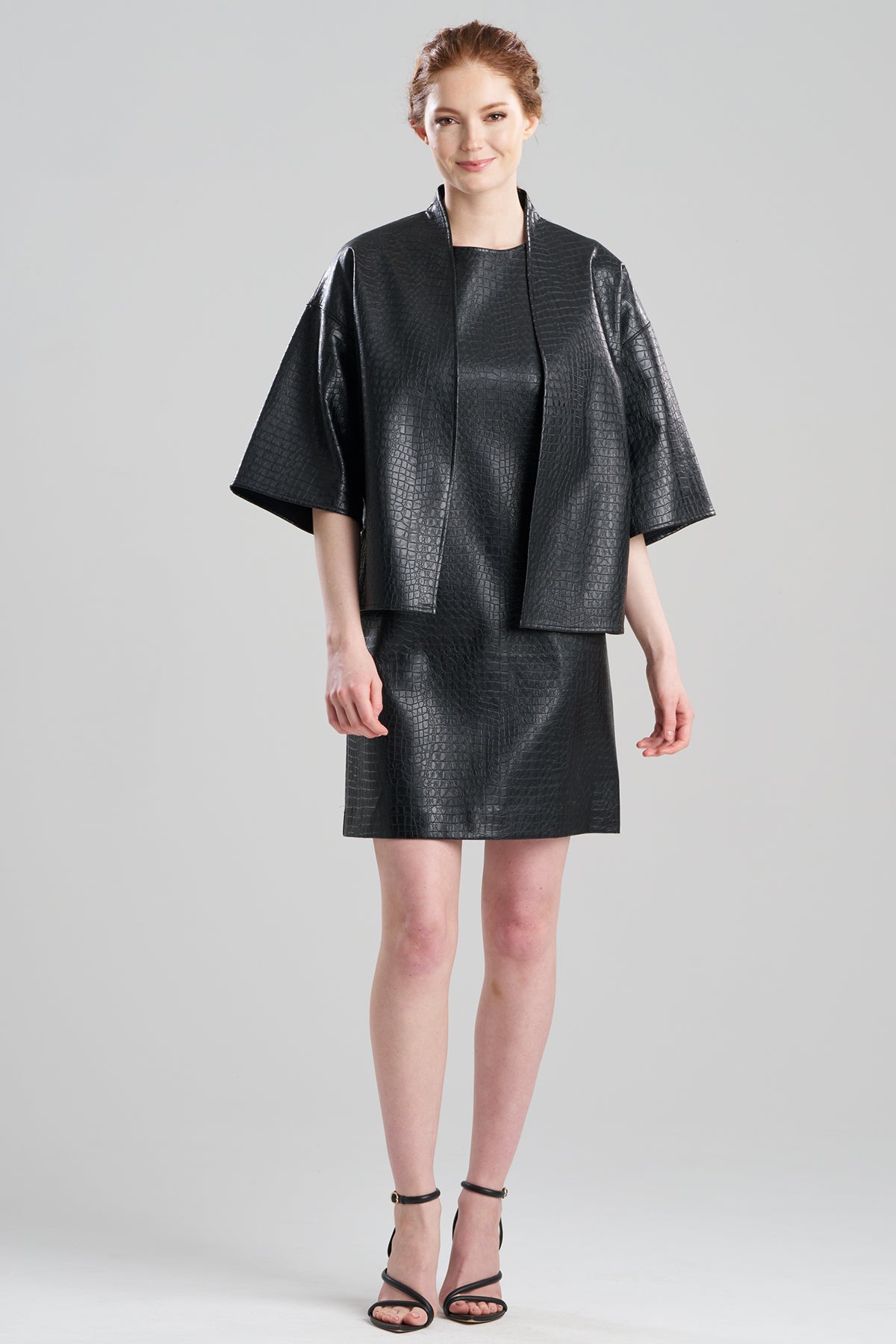 leather kimono dress Nanushka IBEN Vegan leather Kimono inspired dress