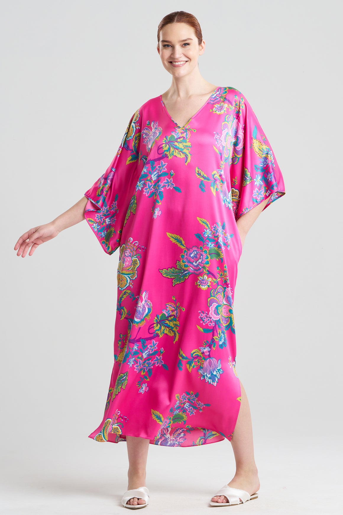 Enchanted Peony Satin Caftan main image 1