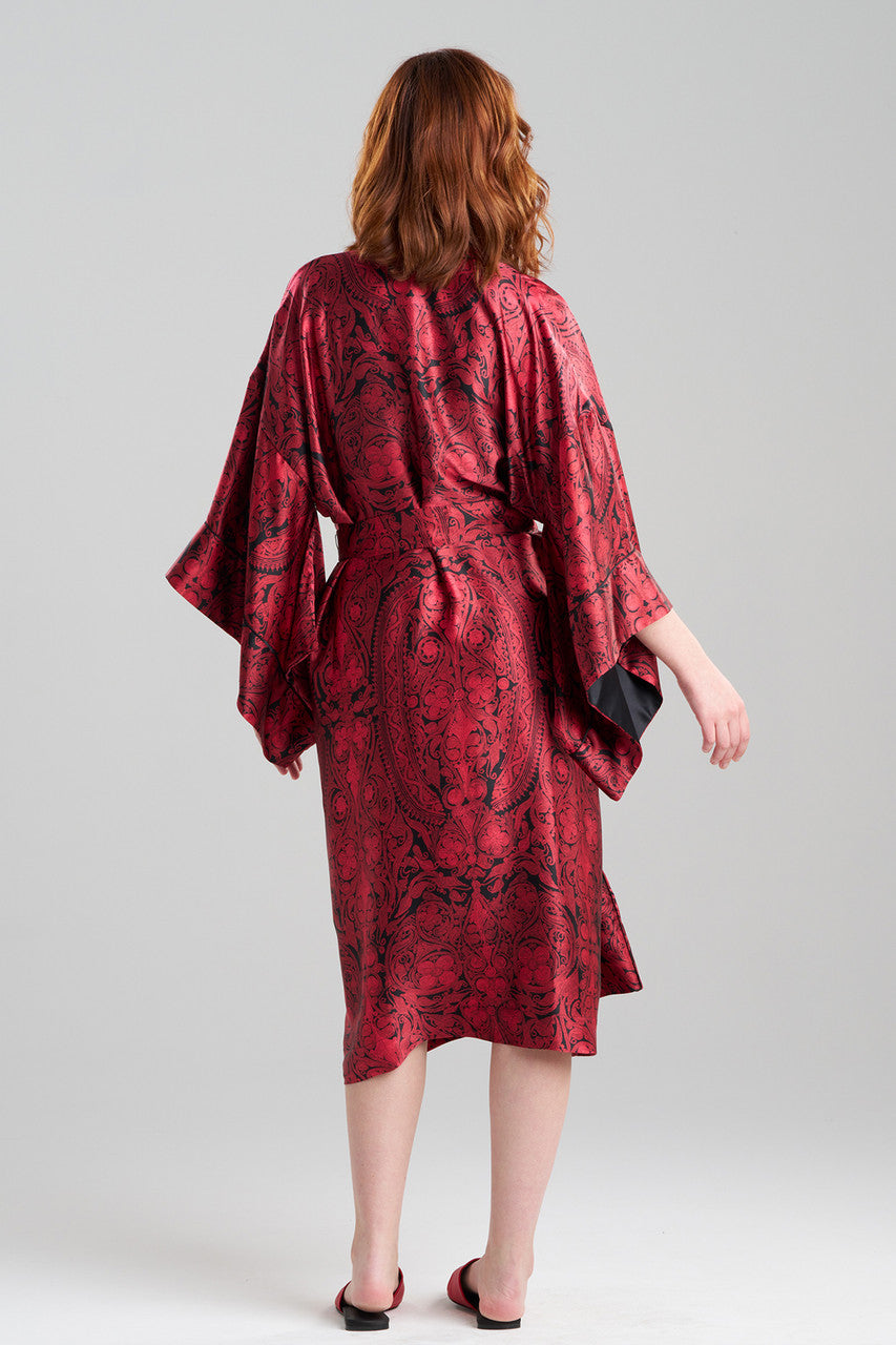 Dropp Robe Buy Ottoman Drop Sleeve Silk Robe in Red/Black Online | NATORI