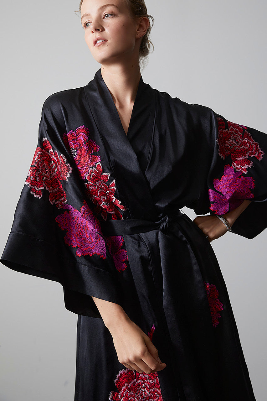 Imperial Robe Home Buy Imperial Embroidery Silk Robe in Black Online | NATORI