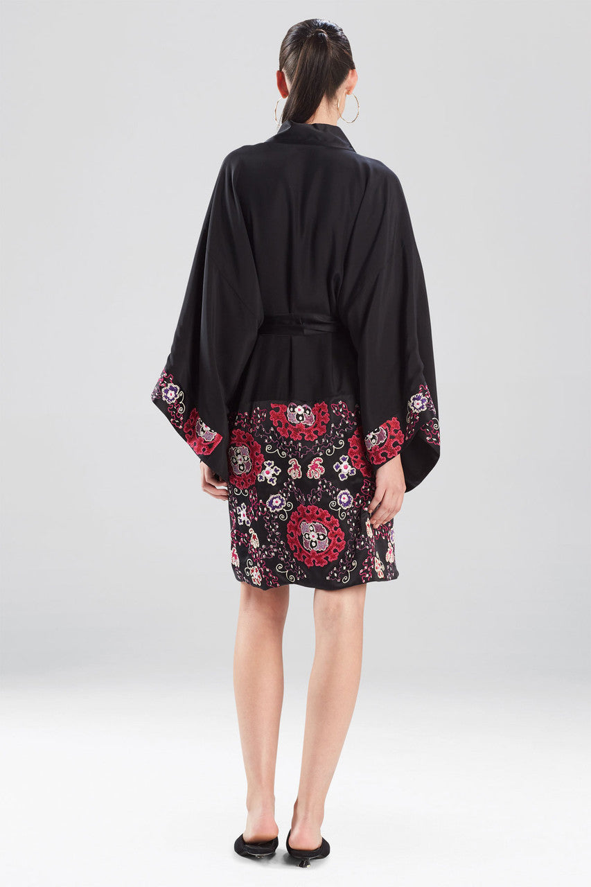 Kusaibi Robe Buy Kashmir Silk Embroidery Robe in Black Online | NATORI