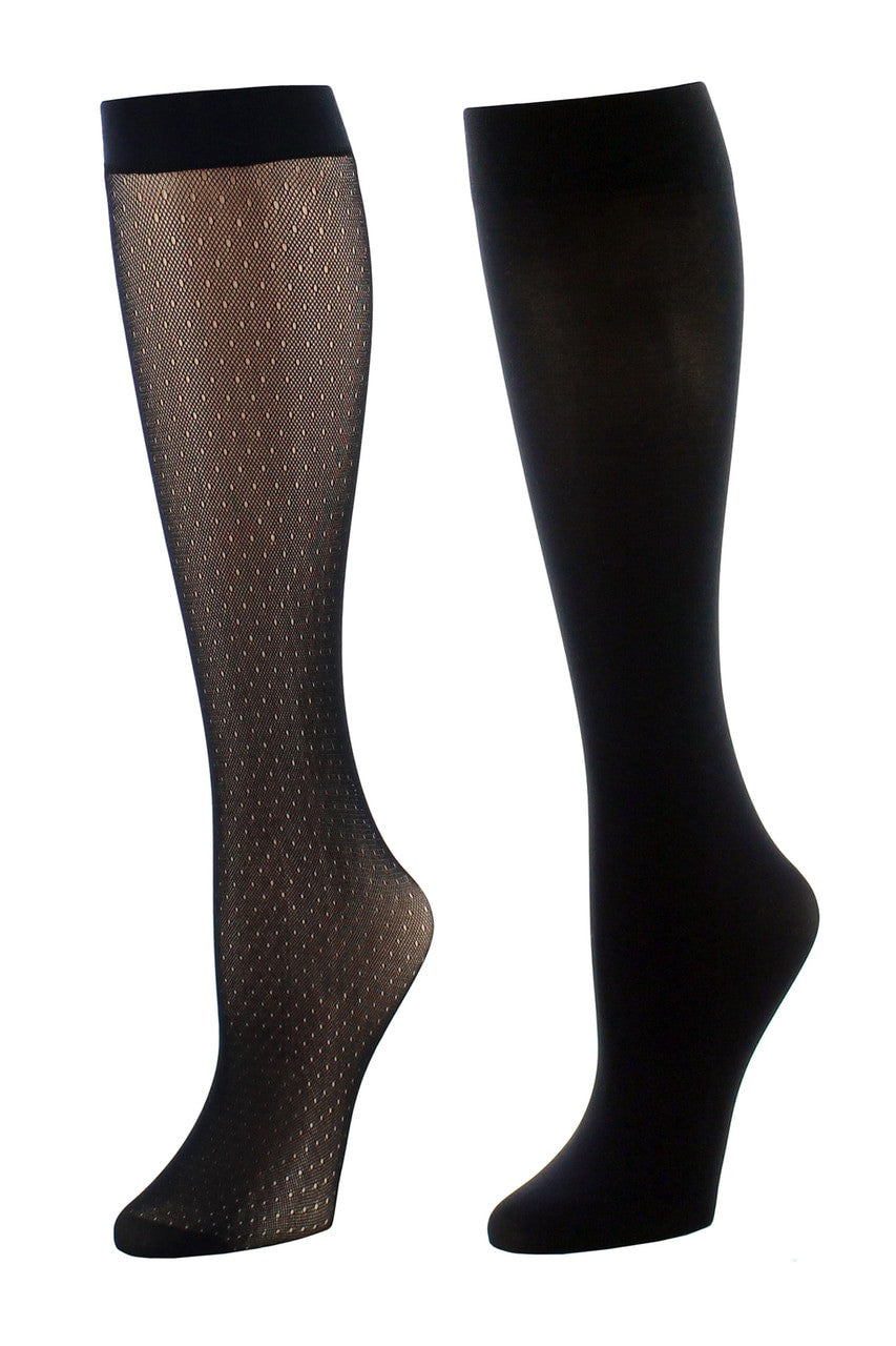 Net Style Socks Buy Dotted Net/Solid 2 Pair Trouser Socks in Black Online | NATORI
