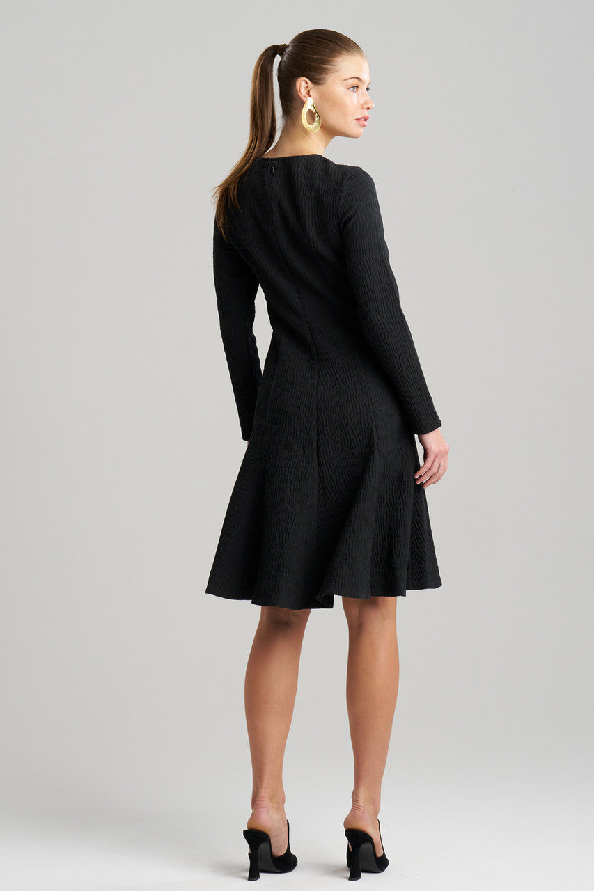 Buy Textured Cotton Jacquard Midi Dress in Black Online