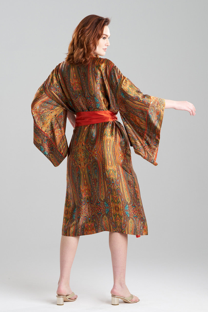 Dropp Robe Buy Paisley Drop Sleeve Silk Robe in Multi Online | NATORI