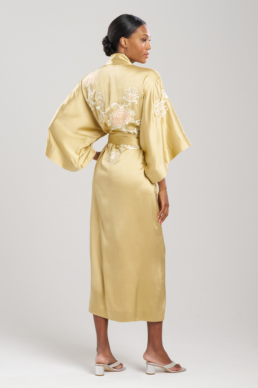 Scroll Robe Buy Key Essentials Embroidered Floral Scroll Tassel Silk Robe in ...