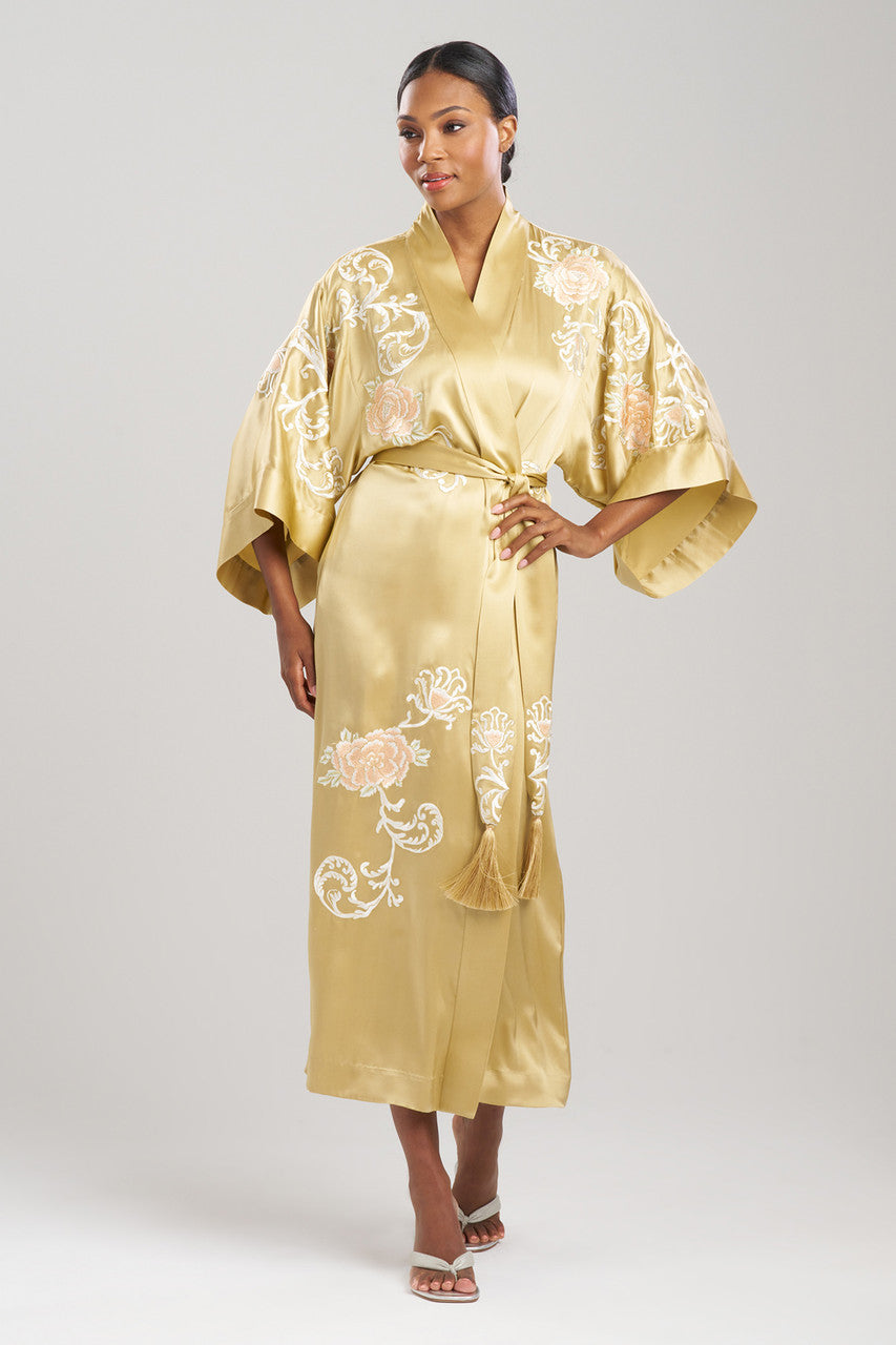 Scroll Robe Buy Key Essentials Embroidered Floral Scroll Tassel Silk Robe in ...