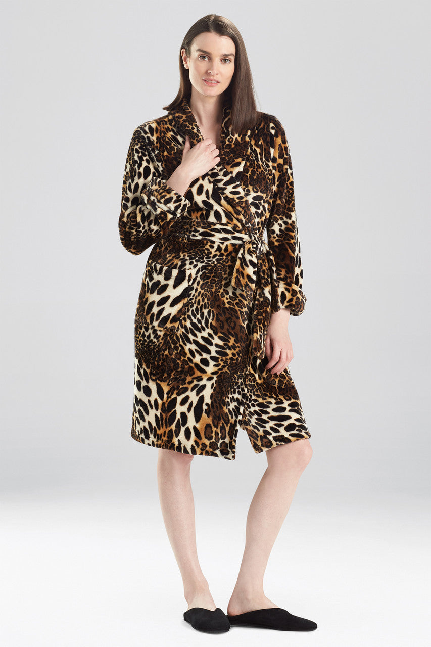 Buy Plush Leopard Cozy Robe in Chestnut Online | NATORI