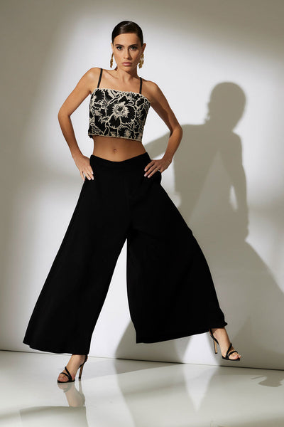 Buy Stretch Crepe Palazzo Pants in Black Online | NATORI