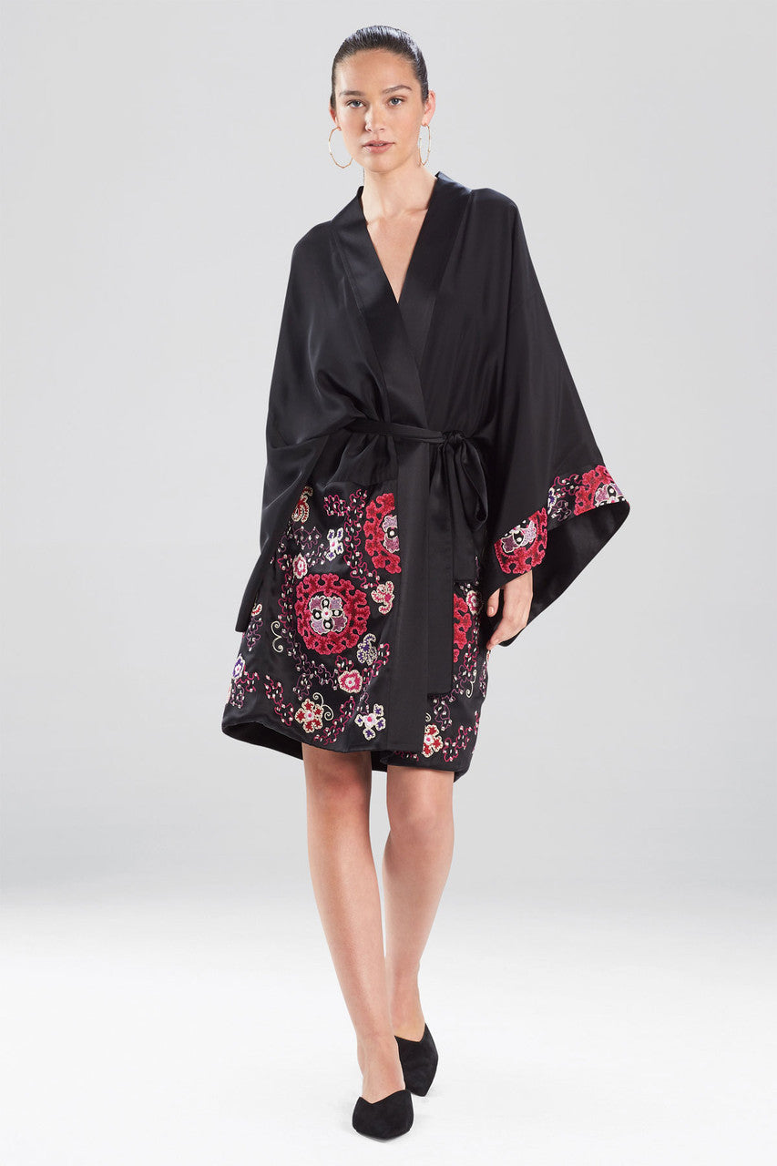 Kusaibi Robe Buy Kashmir Silk Embroidery Robe in Black Online | NATORI