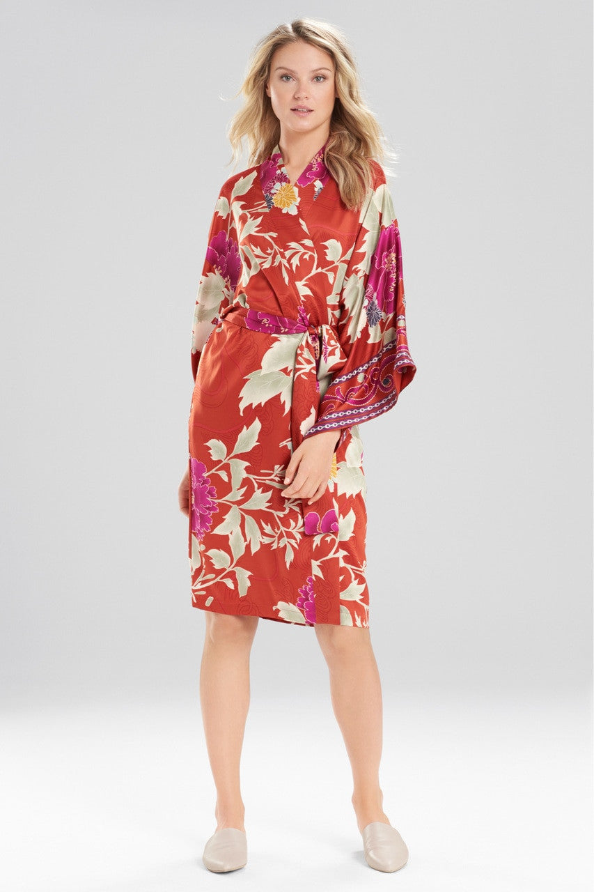 Red Flower Robe Buy Auburn Floral Robe in Red Orange Online | NATORI