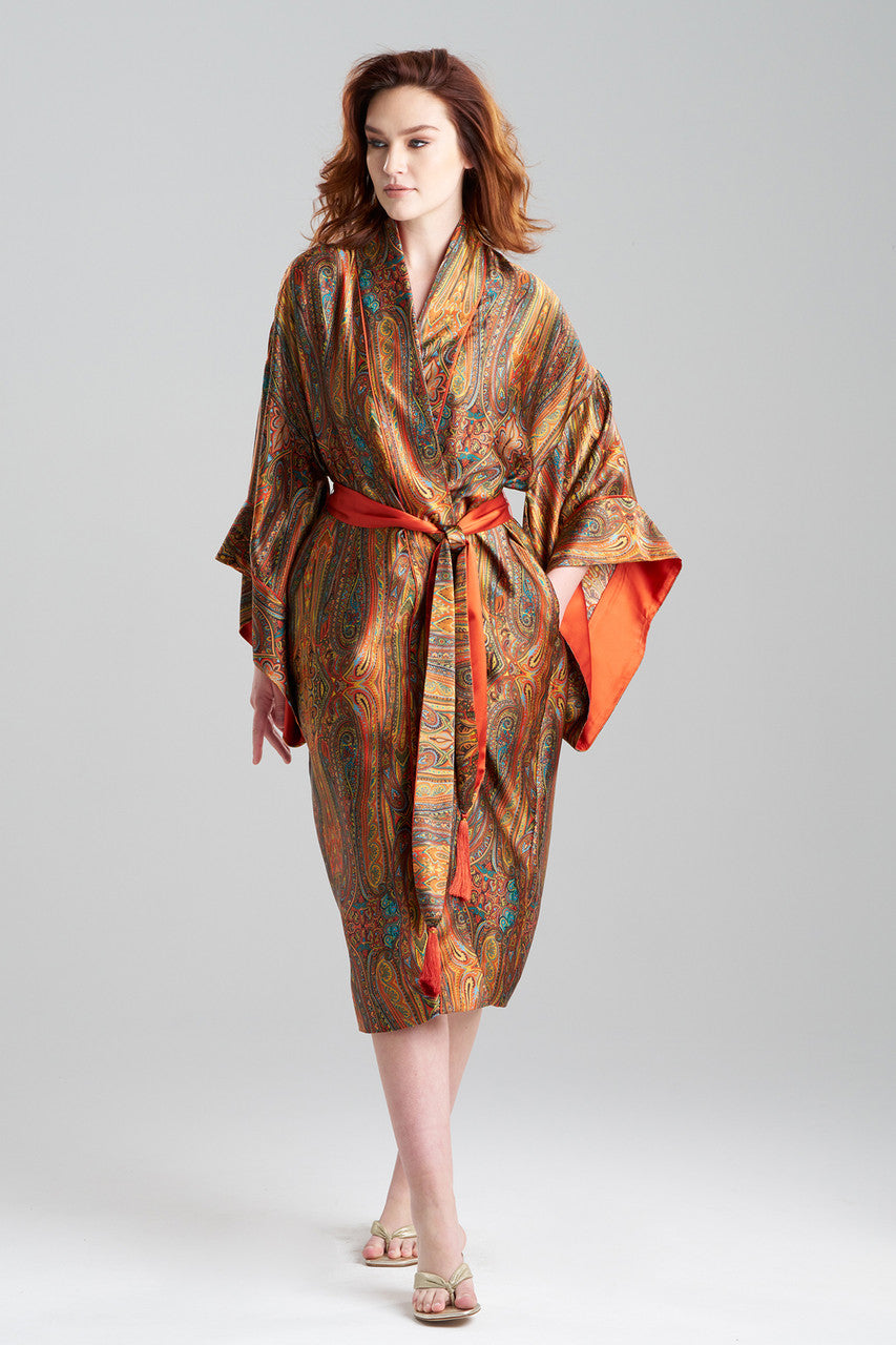 Buy Paisley Drop Sleeve Silk Robe in Multi Online | NATORI