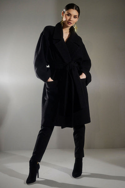 Buy Boiled Wool Coat in Black Online | NATORI
