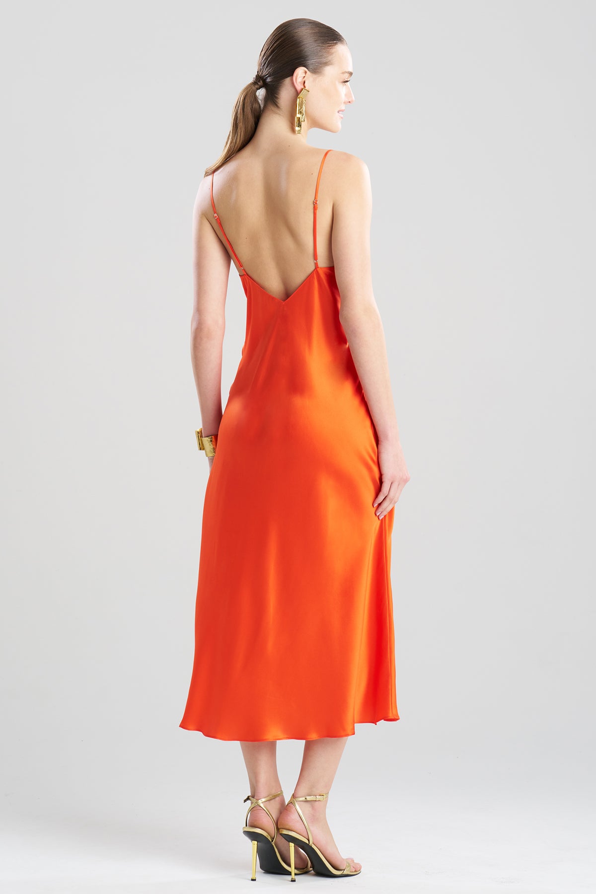 orange slip dress Natori - Key Cowl Neck Silk Slip Dress - Orange - 100% Silk