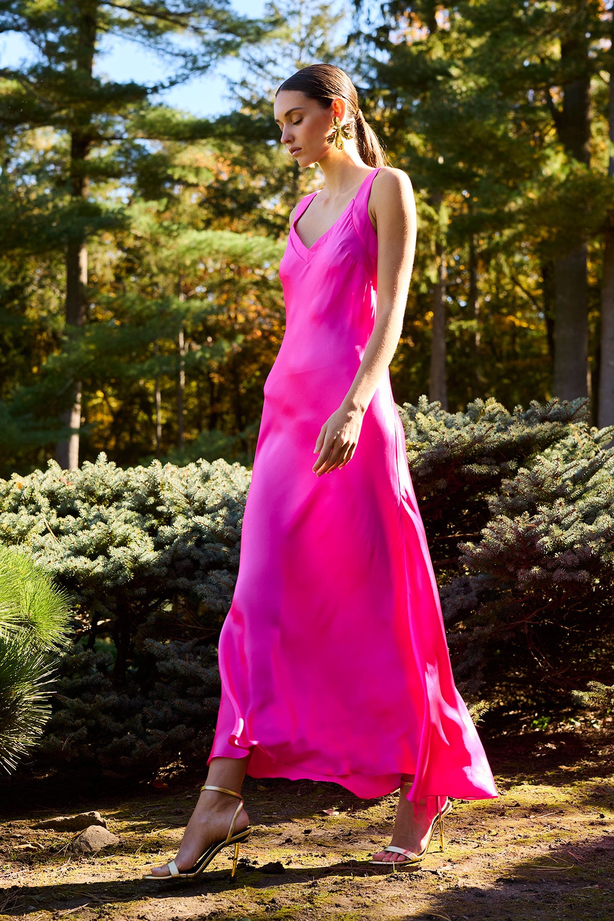 Key Backless Silk Slip Dress