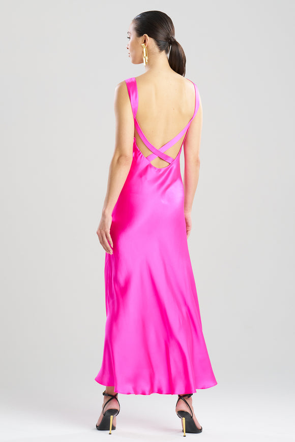 Key Backless Silk Slip Dress
