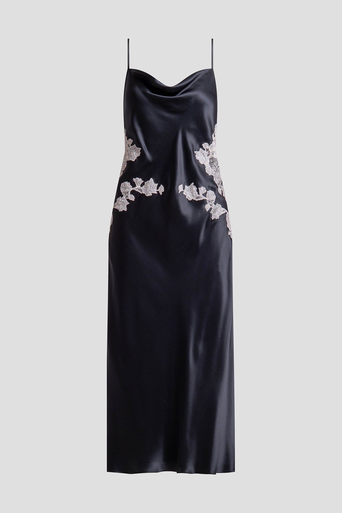 Natori - Lolita Lace Silk Slip Dress - Black/Ecru - 100% Silk