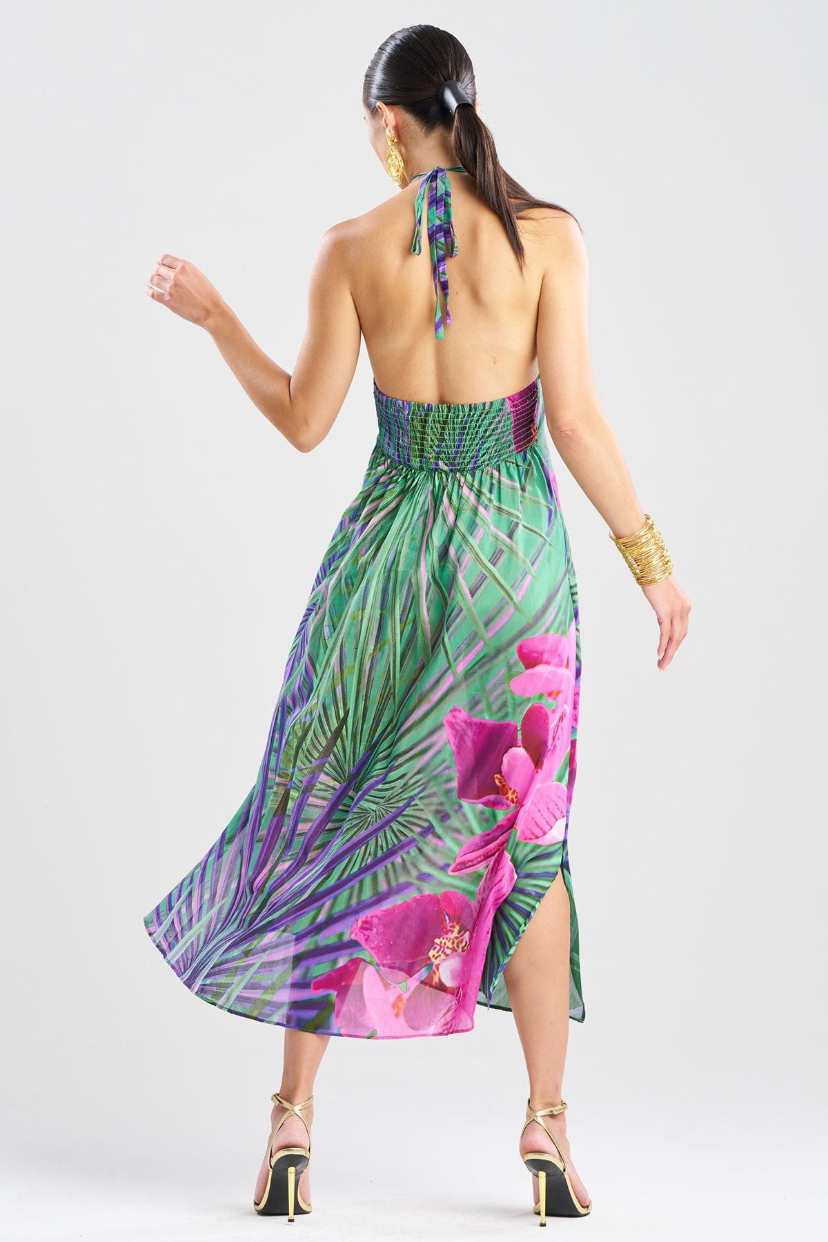 orchid halter dress Orchid Prom Dress Halter V-Neck Trumpet/Mermaid High Waist Ruched Prom Dress With Slit
