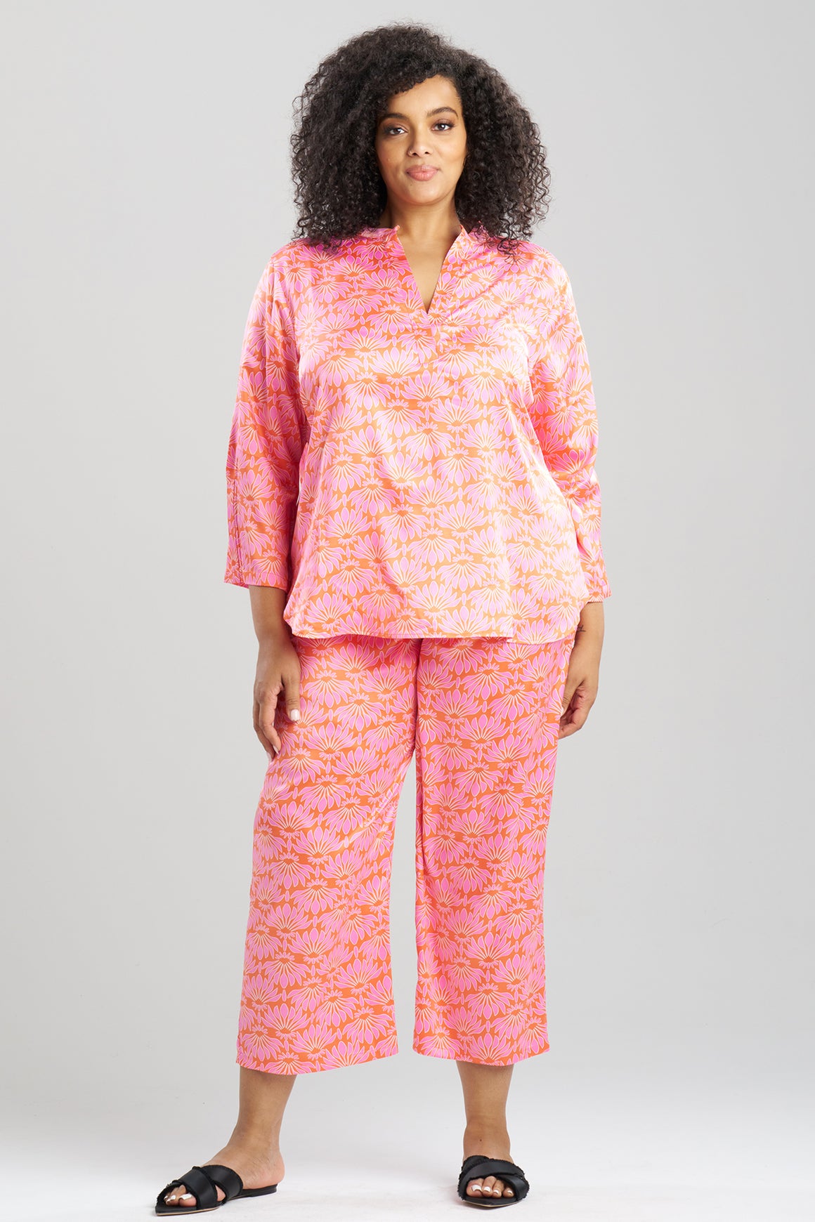 Rhythm Printed Satin Mandarin PJ