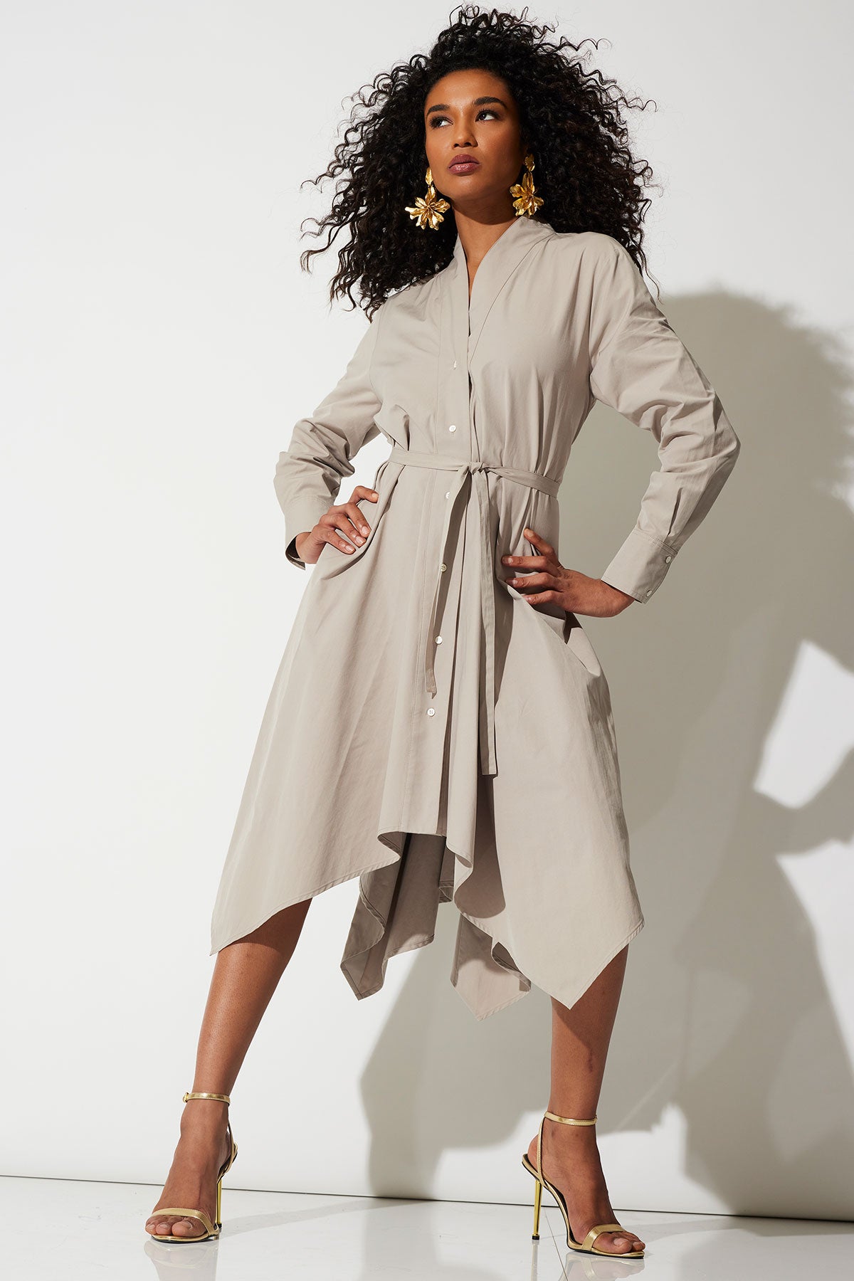 Natori - Tech Cotton Taffeta Handkerchief Dress - Women's - Brown